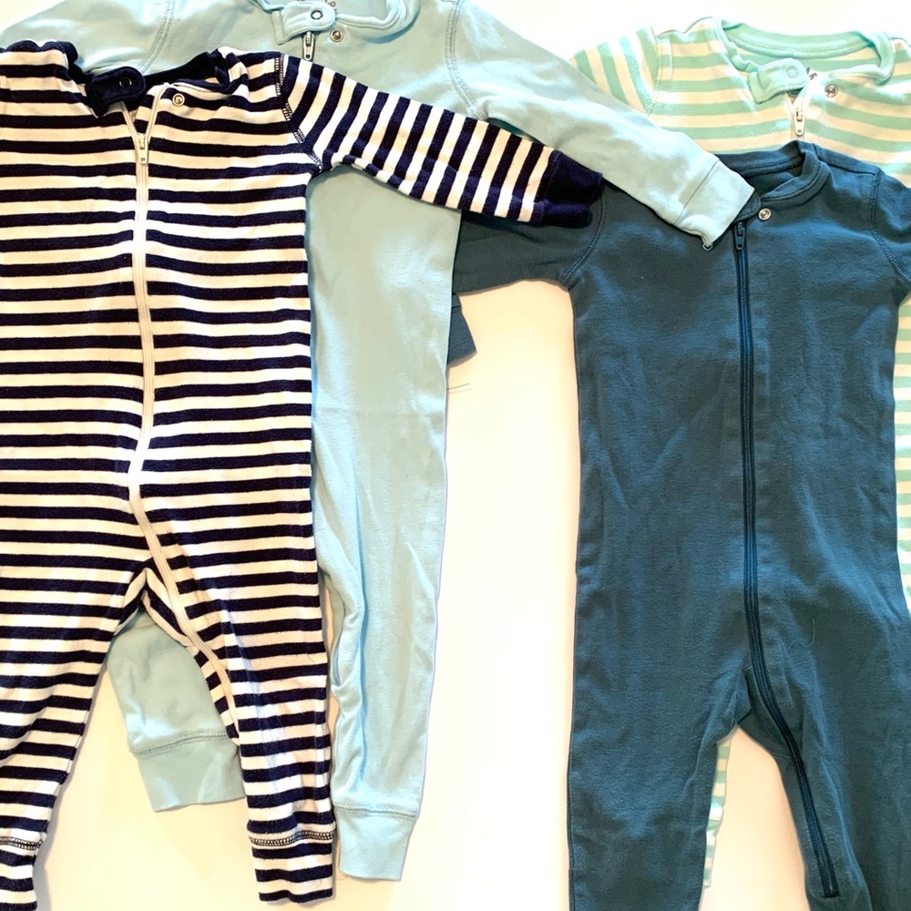 Set of 4 Primary organic cotton one piece pajamas, 12-18m